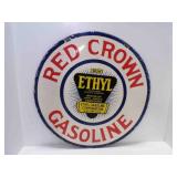 Vintage Double Sided 30" Porcelain Sign Red Crown