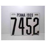 1909 Pennsylvania Porcelain License Plate White