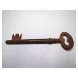 Antique Large Solid Barrel Iron Skeleton Key