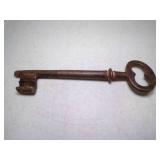 Antique Large Solid Barrel Iron Skeleton Key