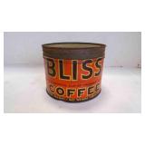Vintage 3-Lb BLISS Coffee Metal Tin Can - EMPTY