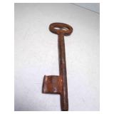 Antique Large Solid Barrel Iron Skeleton Key