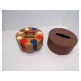 Vintage Wooden Poker Chip Carousel w/Plastic