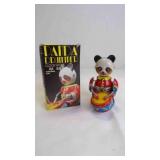 Vintage Panda Drummer Clockwork Lithograph Toy