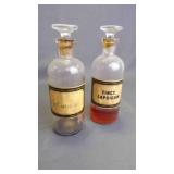 Antique Glass Pharmaceutical Medicine Bottle w/Lid