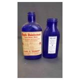 (2) Vintage Cobalt Blue Apothecary Glass Bottles
