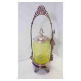 Antique Victorian (Uranium) Glass Pickle Castor