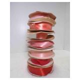 (7) Vintage Wide 100% Acetate Satin Ribbon Spools