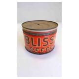 Vintage 1-Lb BLISS Coffee Metal Tin Can - EMPTY