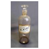 Antique Glass Pharmaceutical Medicine Bottle w/Lid