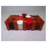 Vintage Bakelite Poker Chip Caddy w/Plastic Poker