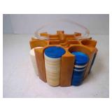Vintage Bakelite Poker Chip Caddy w/Plastic Poker