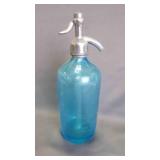 Vintage Allen Beverage Blue Siphon Bottle w/Straw