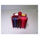 Vintage Small Bakelite Poker Chip Caddy w/Plastic