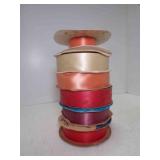 (6) Vintage Wide 100% Acetate Satin Ribbon Spools