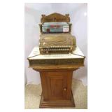 Antique National Cash Register on Wood Floor Stand