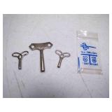 (3) Wind Up Clock Keys - 1 Marked Germany