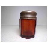 Antique Amber Glass Snuff Jar Hexagonal Design