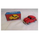 Vintage Voiture Friction Powered Yellow Sedan Toy