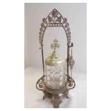 Antique Victorian Block-Cut Glass Pickle Castor