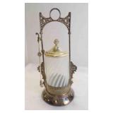 Antique Victorian Opalescent Glass Pickle Castor