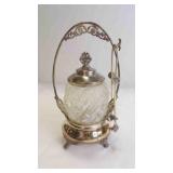 Antique Victorian Diamond Cut Glass Pickle Castor