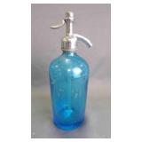 Vintage Allen Beverage Blue Siphon Bottle w/Straw