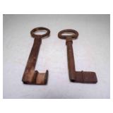 (2) Antique Skeleton Keys - 1 is Barrel Roll Key &