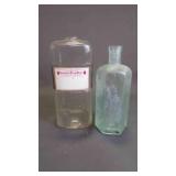(2) Antique Glass Apothecary Bottles w/Out Toppers