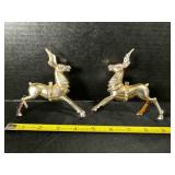 2 Silver Hard Plastic Reindeer Ornaments-both have