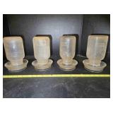 4 Glass base chick waterers w/mason jars