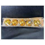 6 ShinyBrite Gold Glass Christmas Ornaments in box