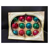 Box of Shiny Brite Ornaments-12, some have wear