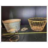 Electric egg washer, egg basket, iron trivet
