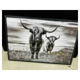 Highland Cows Glass & wood Framed 36"x24"