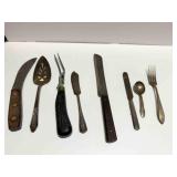 Butcher Knives, serving pcs, fork, butter knife