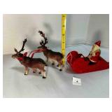 Celluloid Santa, Reindeer & Sled Made In Japan