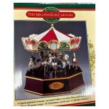 Ceramic Christmas Carousel w/ wooden Base & Canvas
