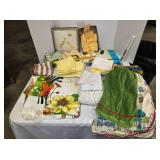 Dishtowels, dishcloths, pillowcases, towel bar
