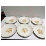 6-Golden Wheat 7ï¿½"Soup Salad Bowls gold rim