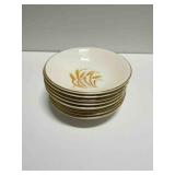8-Golden Wheat Dessert Berry Bowls gold rim