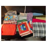 Basket of quilting fabric pieces