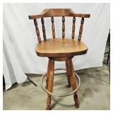 Large heavy wood bar stool, 30" tall
