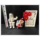 White Ceramic Sitting Santa, Cute Santa w/mouse