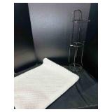 White Bathroom rug, Wire Toilet paper Holder