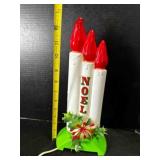 Noel Triple Candles Plastic Blow Mold Light 13"