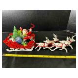 Plastic Santa, Sleigh & Reindeer, sleigh velvet