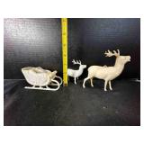Celluloid? Hard Plastic Reindeer & Sleigh-smaller
