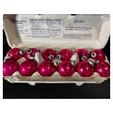 12 Red Shiny Brite Ornaments-have some oxidation