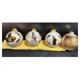 4 Fancy Glass Christmas Ornaments, 3 Made in